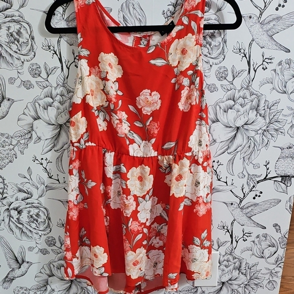 Torrid Red Floral Sleeveless Tank Top - Picture 1 of 7